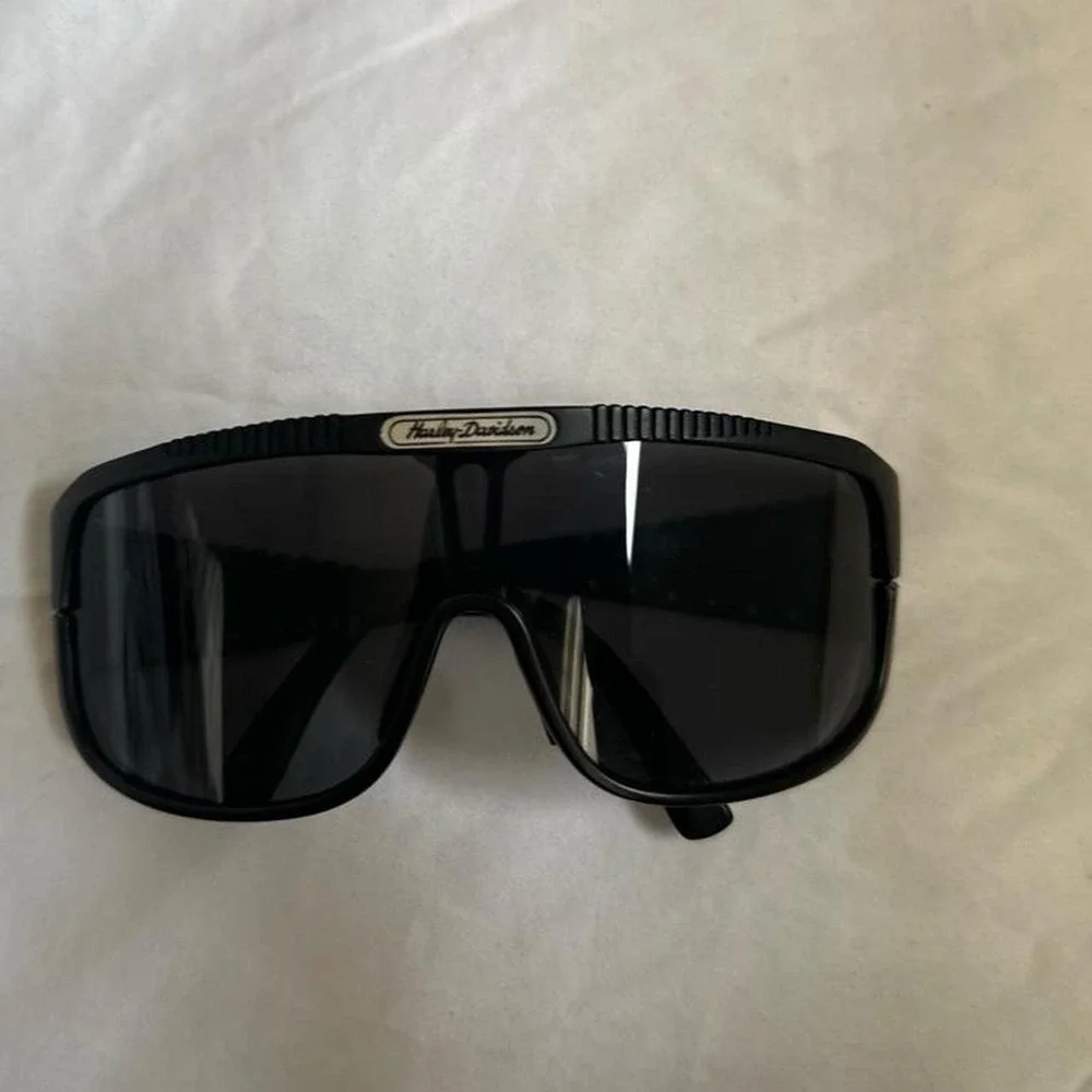 Vintage 80s 90s Harley Davidson Motorcycle Shield Riding Oversized Sunglasses